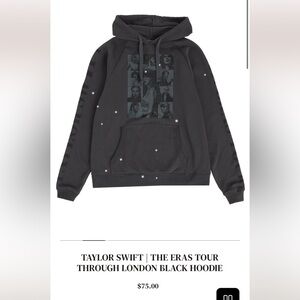 TAYLOR SWIFT | THE ERAS TOUR THROUGH LONDON BLACK HOODIE Sz XL NWT
